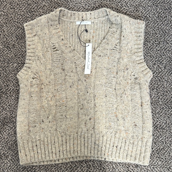 Mustard Seed Sweaters - Mustard Seed Beige Cable Knit Sweater Vest
